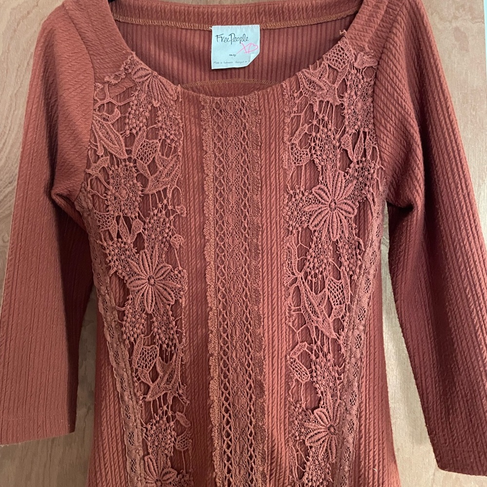 Free People Rust Lace Detail Dress